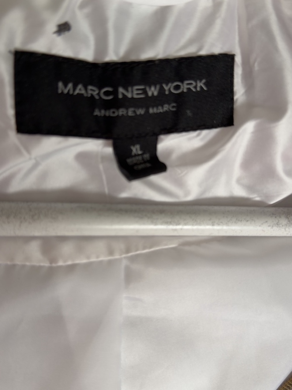 Marc New York White Satin Bomber Jacket